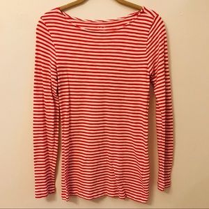 J Crew Red/White Painter LS Tee Small